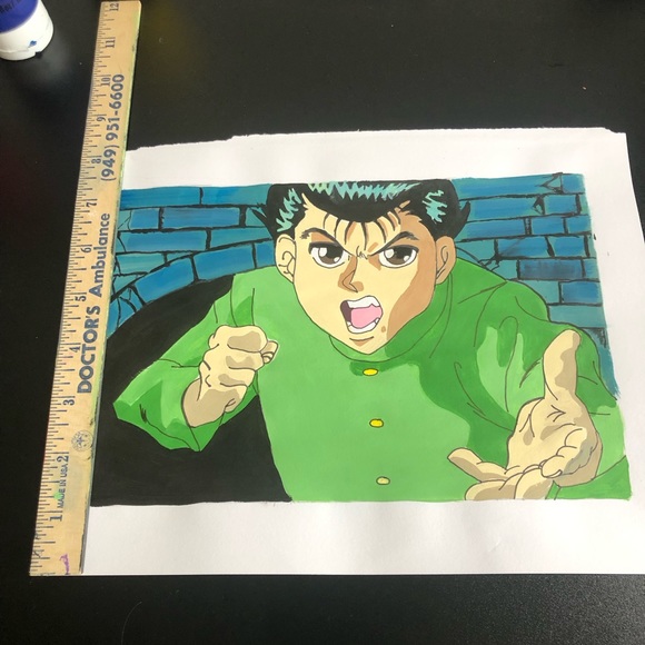 YuYu Hakusho Yusuke Urameshi Anime acrylic painting on paper poster art - Picture 4 of 4